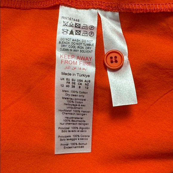 Karen Millen Orange Tailored Belted Poplin Maxi Button Up Down Shirt Dress sz 8 - Picture 13 of 13